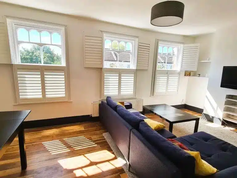 Beautiful premium quality window shutters in North London home setting