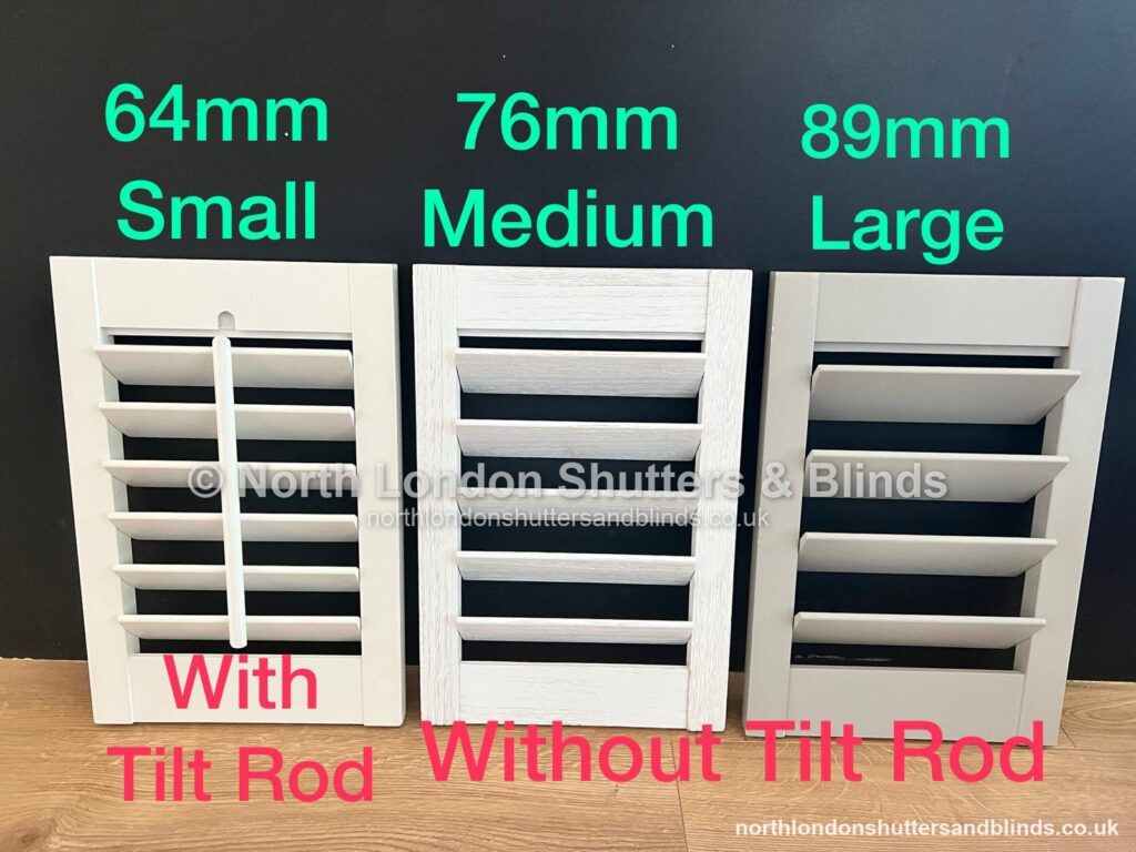 Shutter louvre sizes 64mm, 76mm and 89mm, with and without a tilt rod, Barnet, North London